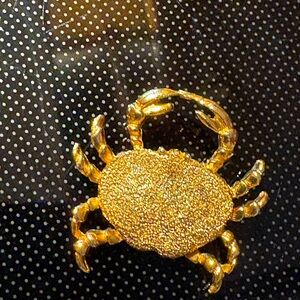 Gold Crab Brooch